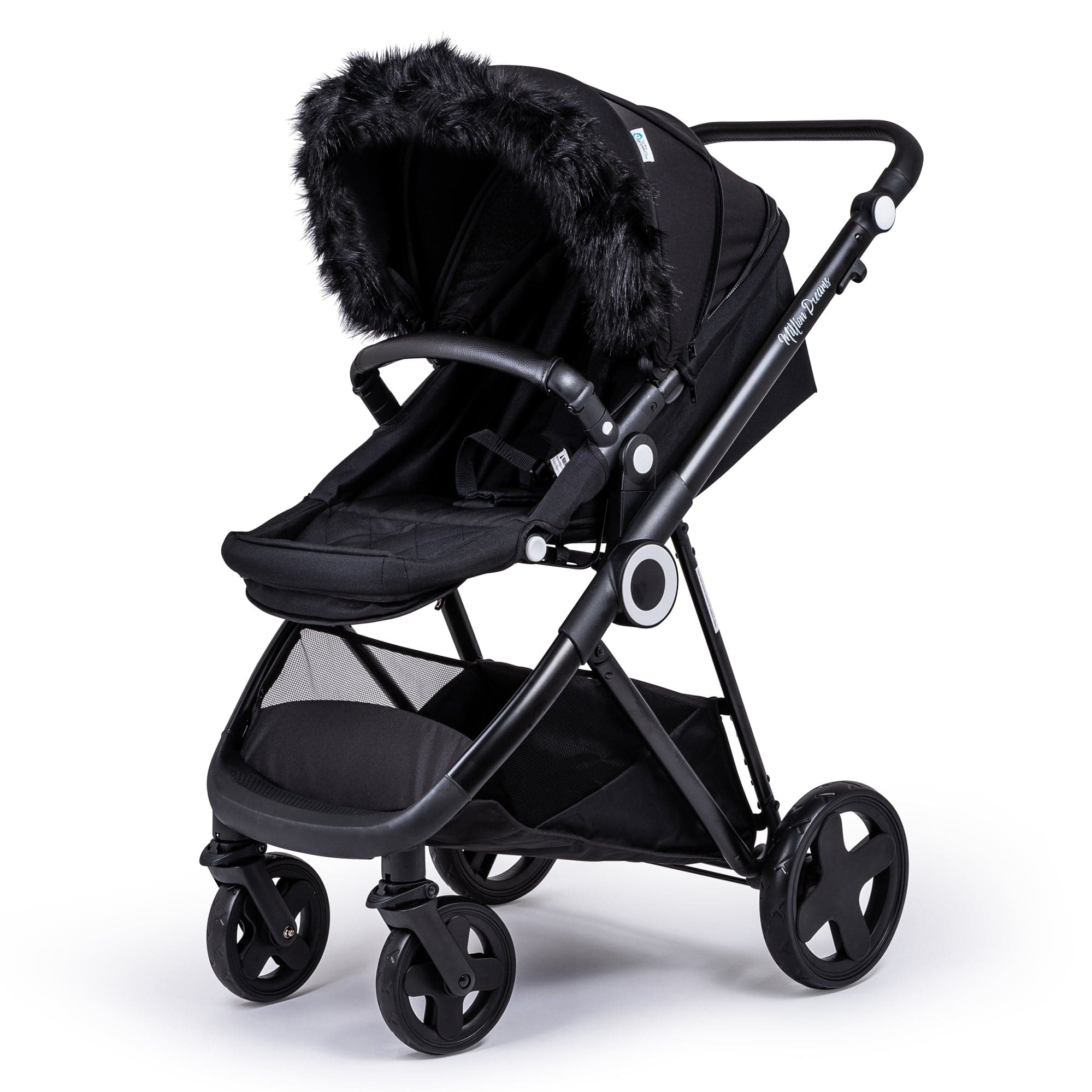 Pram Fur Hood Trim Attachment For Pushchair Compatible with Baby Elegance - Black / Fits All Models | For Your Little One