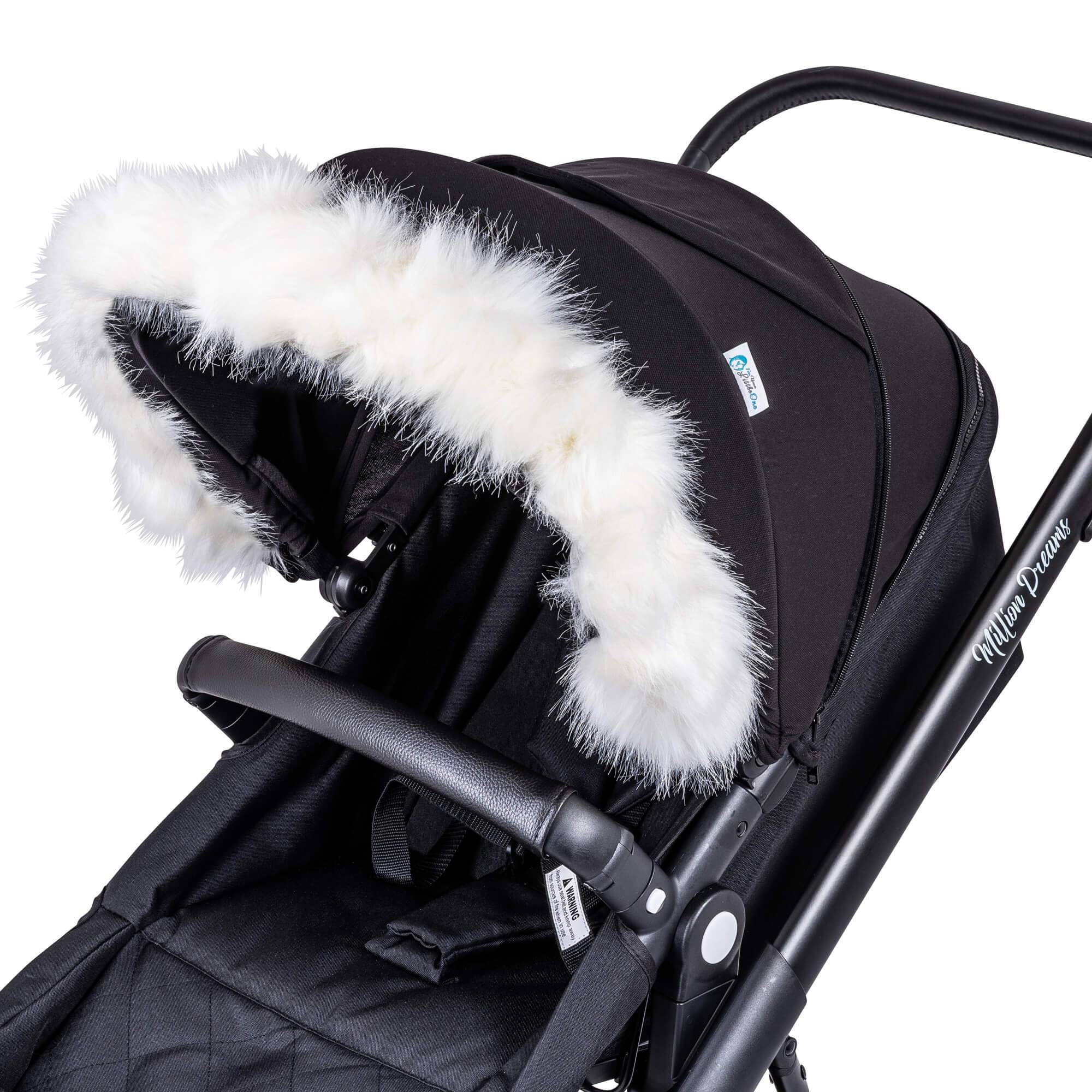 Grey egg pram with fur hood on sale