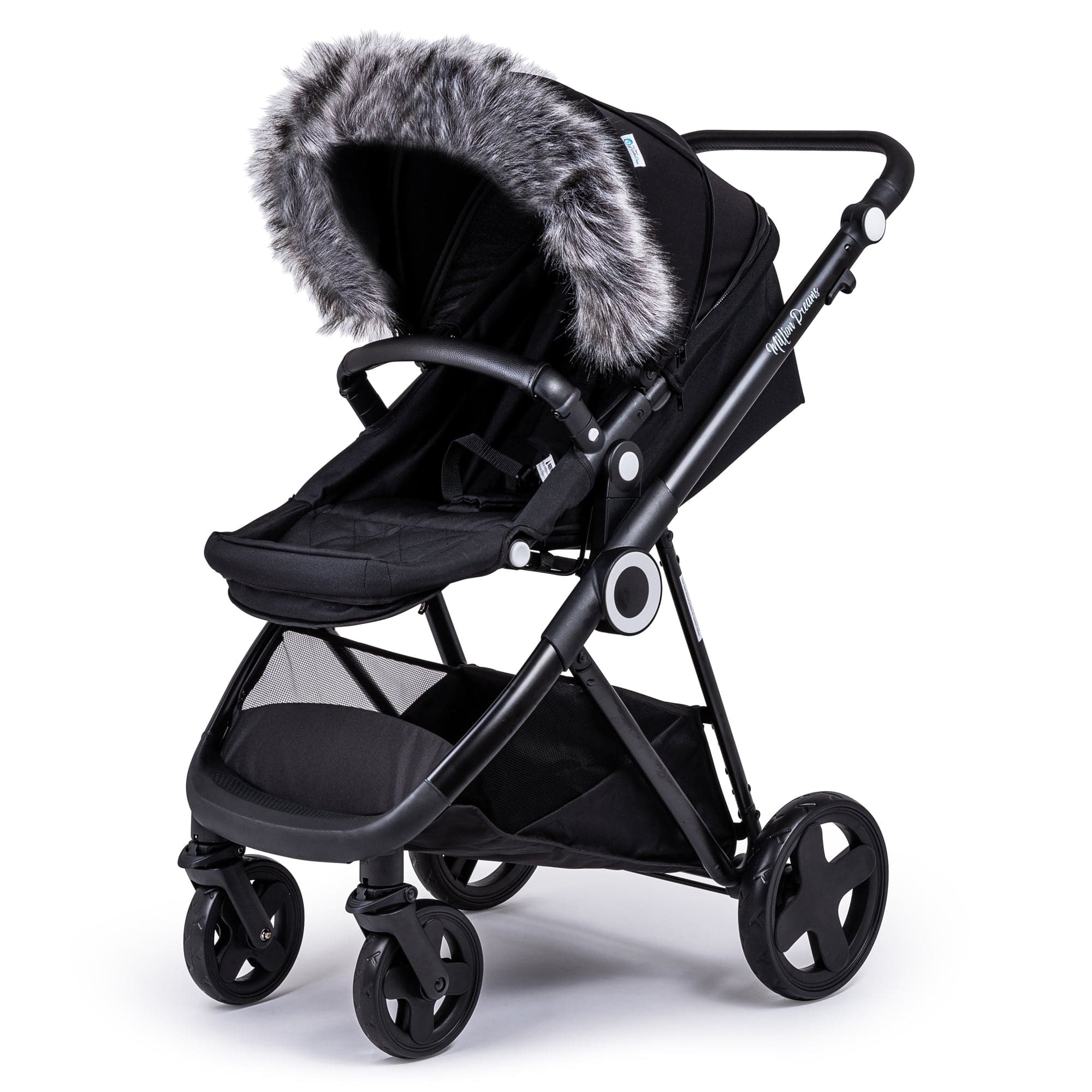 Pram Fur Hood Trim Attachment For Pushchair Compatible with Baby Elegance - Dark Grey / Fits All Models | For Your Little One