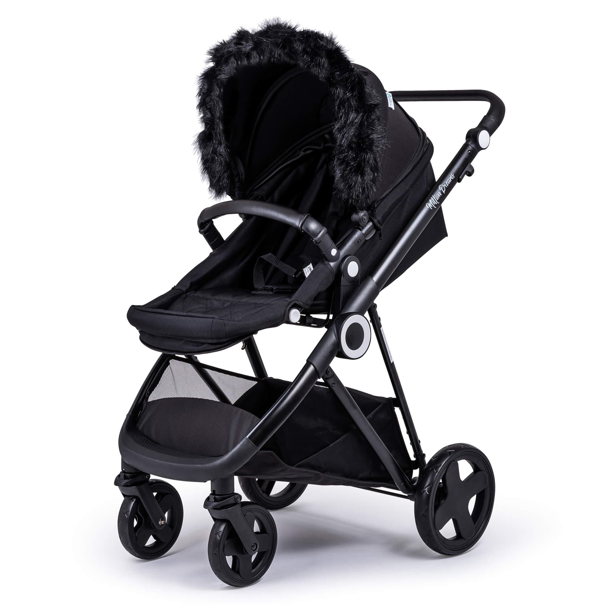 Luxurious Fur Hood Trim Attachment for Pushchair