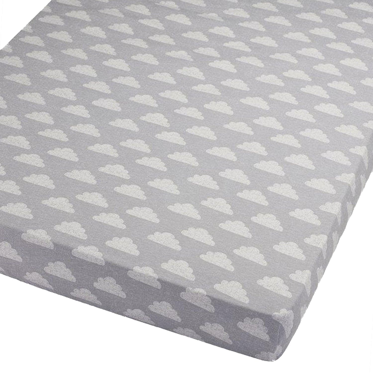 Cot Bed Jersey Fitted Sheets Compatible With Baby Elegance Mattress 140x70cm - Pack Of 2 - Clouds | For Your Little One