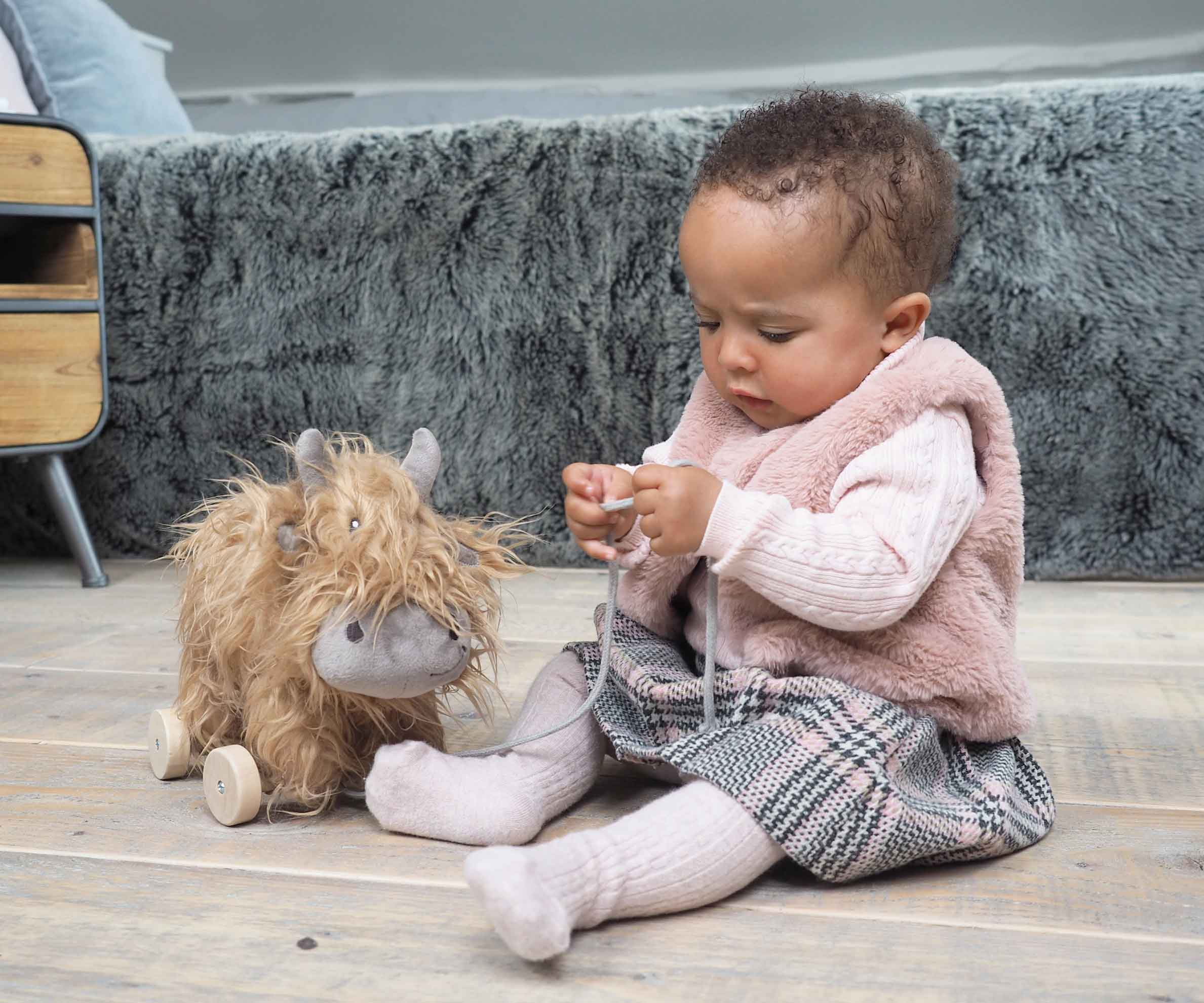 Little Bird Told Me Hubert Highland Cow Pull Along Toy - For Your Little One