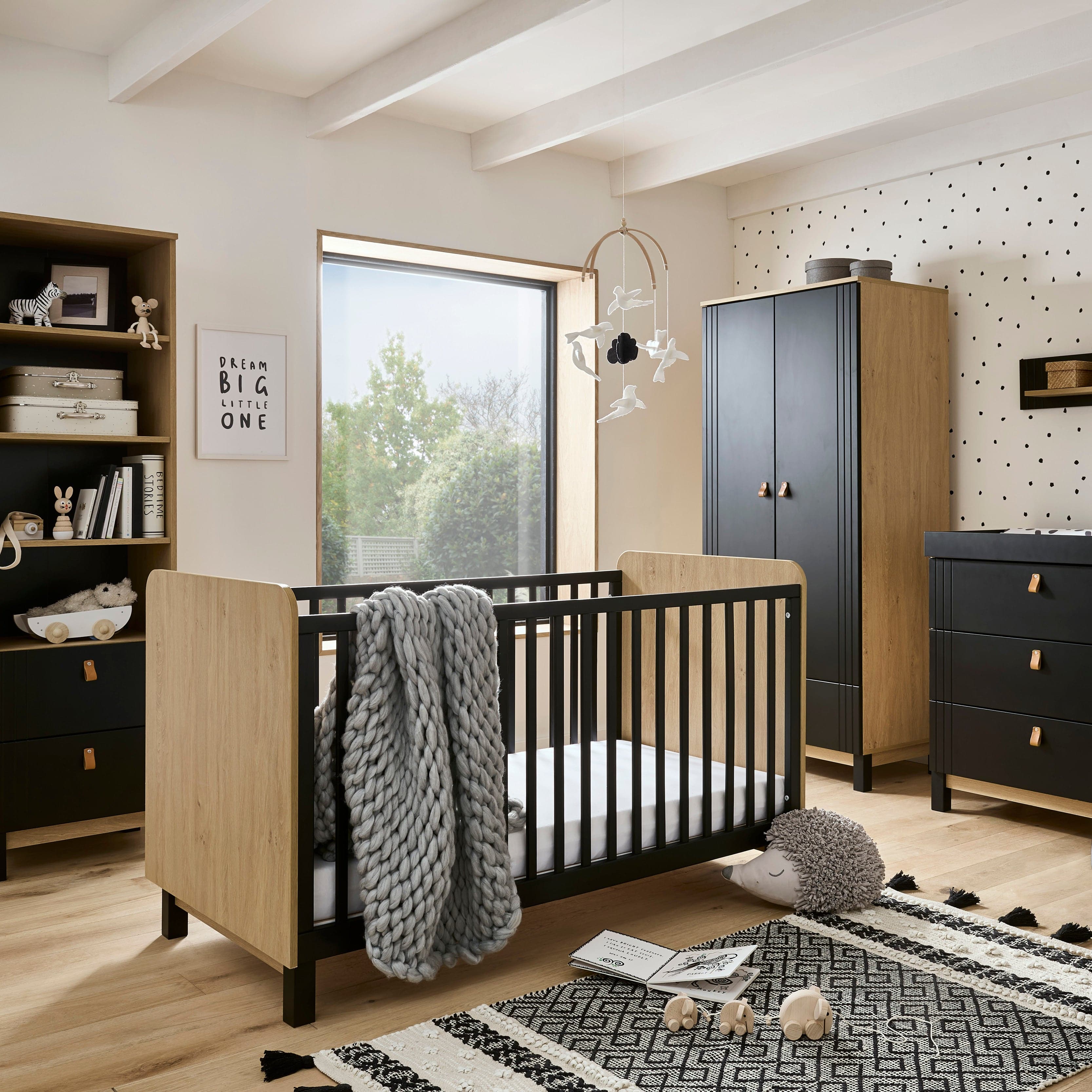 Cuddleco Rafi 5 Piece Nursery Furniture Set - Oak & Black - For Your Little One