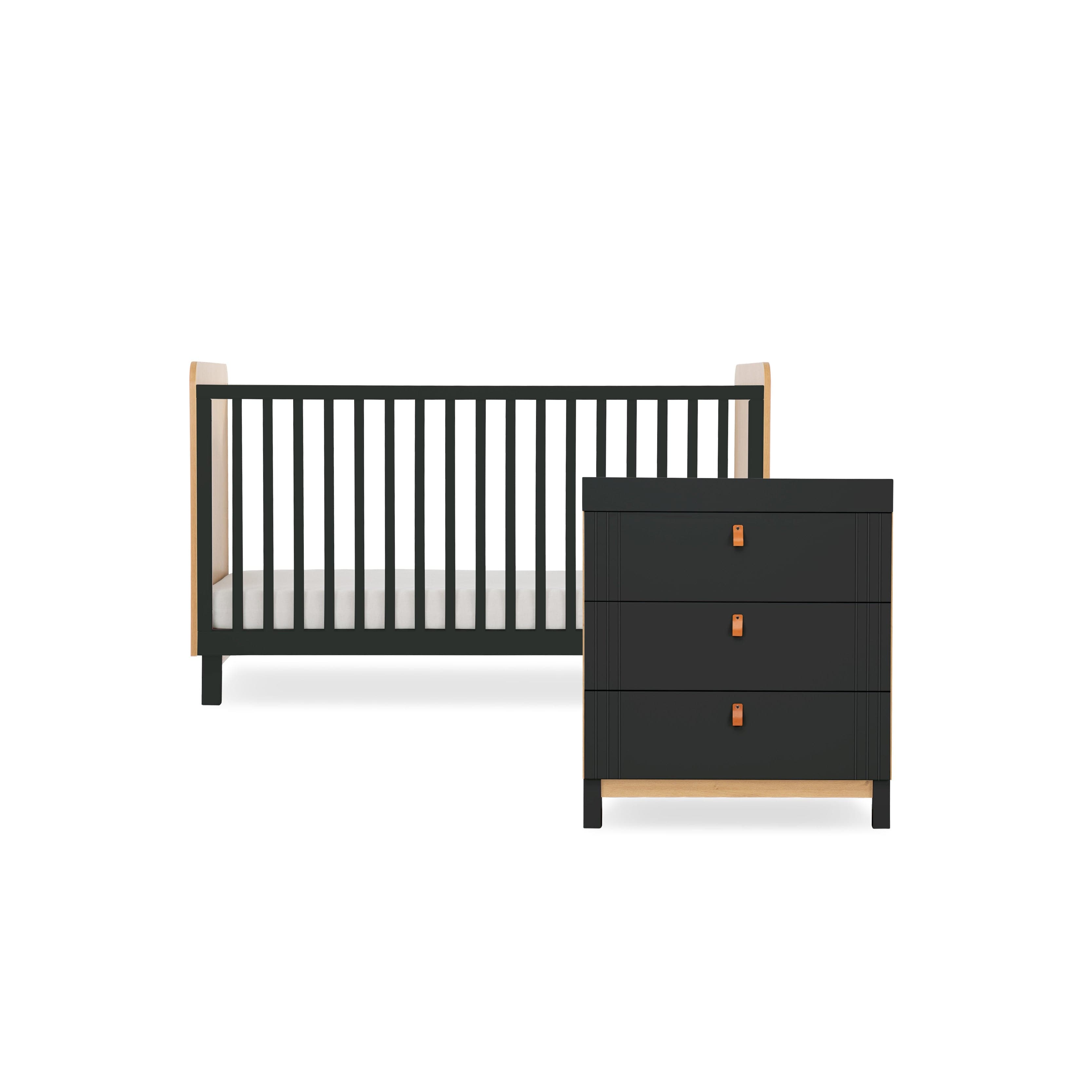 Cuddleco Rafi 2 Piece Nursery Furniture Set - Oak & Black -  | For Your Little One