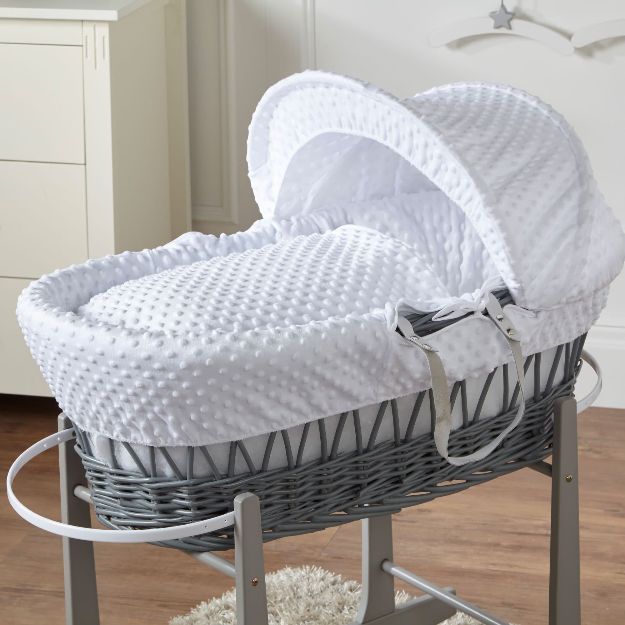 Wicker Moses Basket - Grey / Dimple / White | For Your Little One
