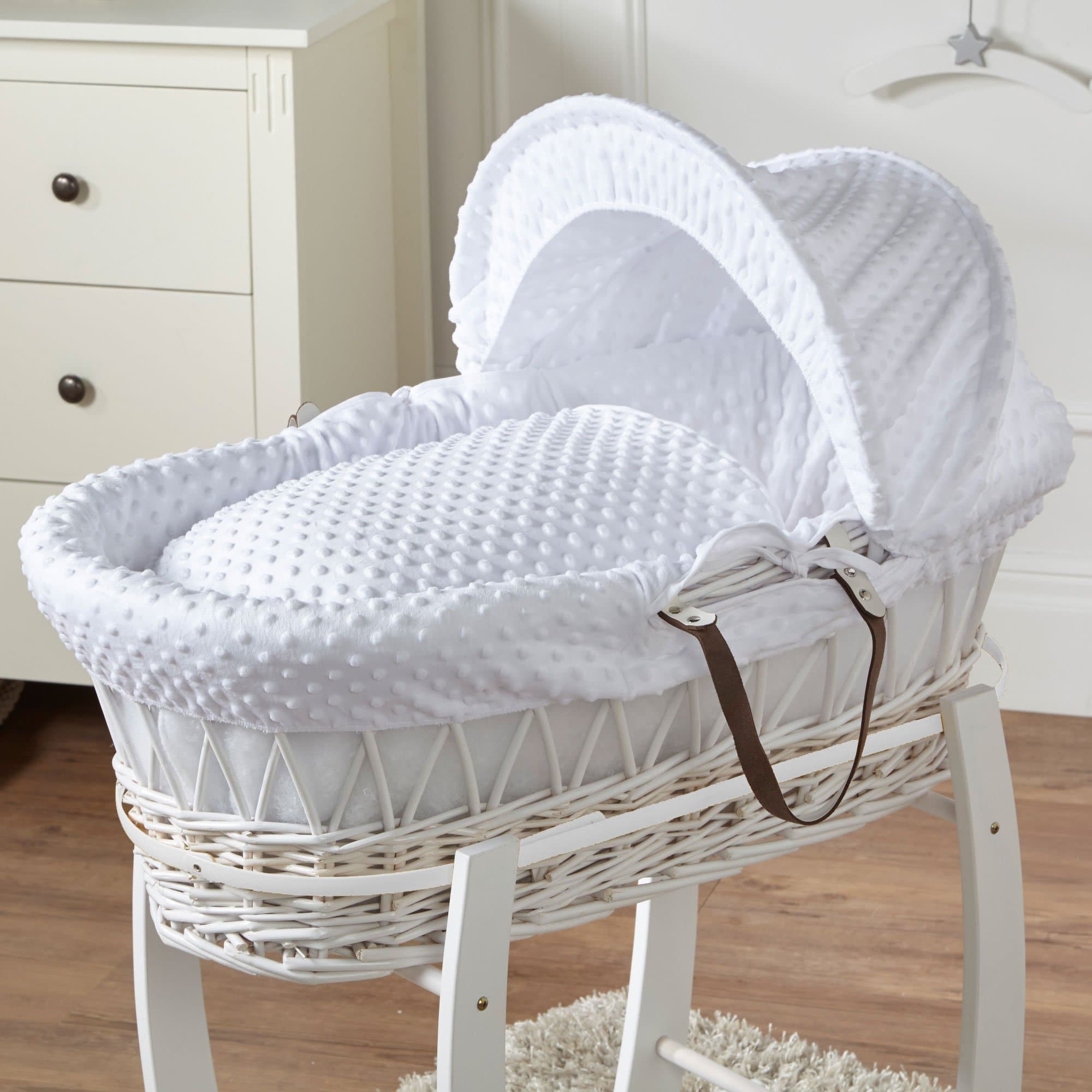 Wicker Moses Basket - White / Dimple / White | For Your Little One