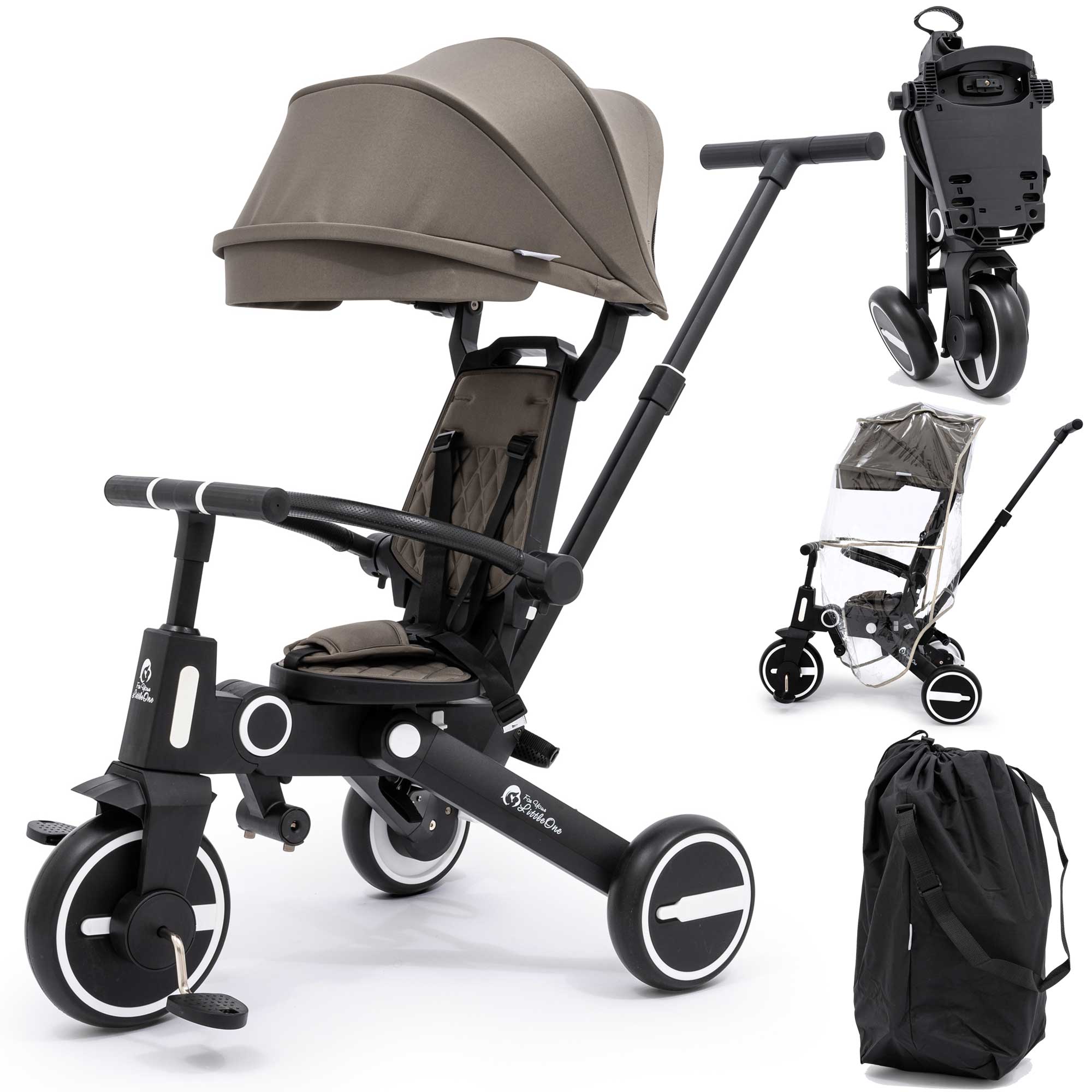 Foryourlittleone Xplor Plus Foldable Trike - Grey Olive - For Your Little One
