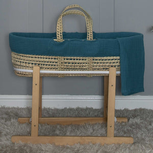 Amelia Jean Designs Palm Moses Basket With Folding Stand - Teal - Clearance - For Your Little One
