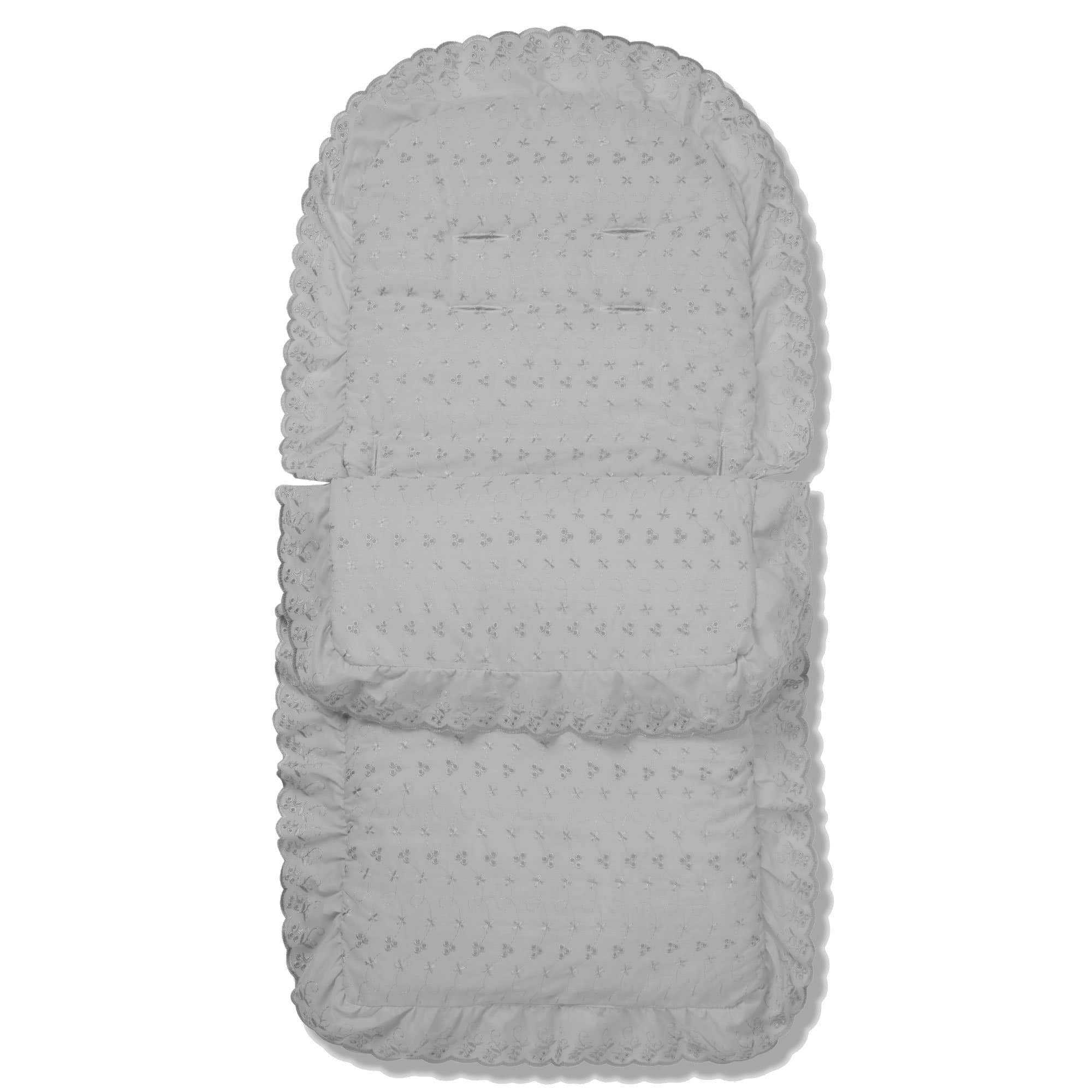 Universal Broderie Anglaise Pushchair Footmuff / Cosy Toes - Fits All Pushchairs / Prams And Buggies - Grey / Fits All Models | For Your Little One