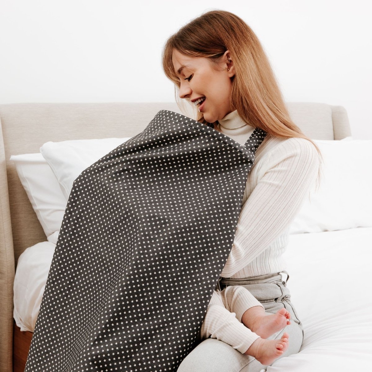 Breastfeed Apron - White Stars - For Your Little One