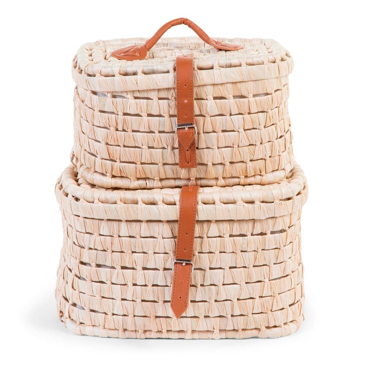 Childhome Small Corn Husk Storage baskets Leather Belts 2 in 1 - For Your Little One