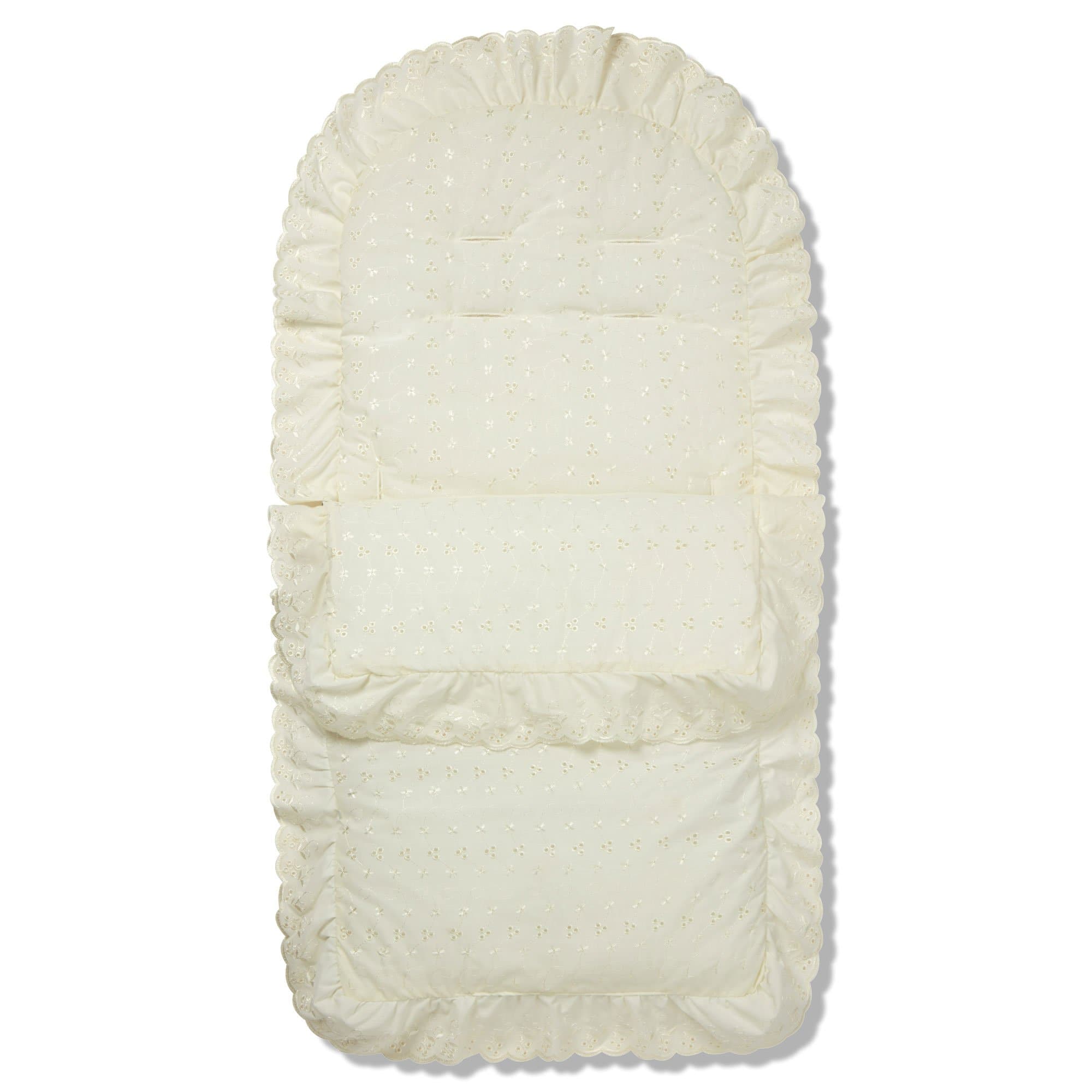 Universal Broderie Anglaise Pushchair Footmuff / Cosy Toes - Fits All Pushchairs / Prams And Buggies - Cream / Fits All Models | For Your Little One
