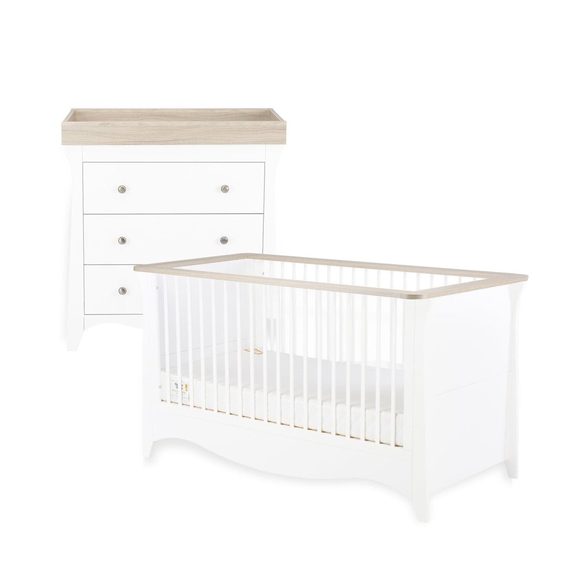 Cuddleco Clara 2 Piece Nursery Furniture Set - White & Ash - For Your Little One