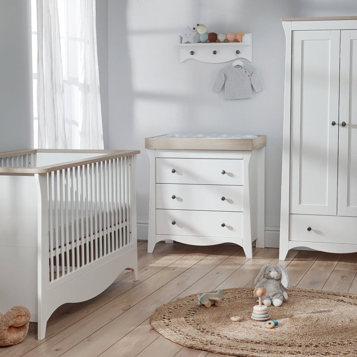 Cuddleco Clara 3 Piece Nursery Furniture Set - White & Ash - For Your Little One