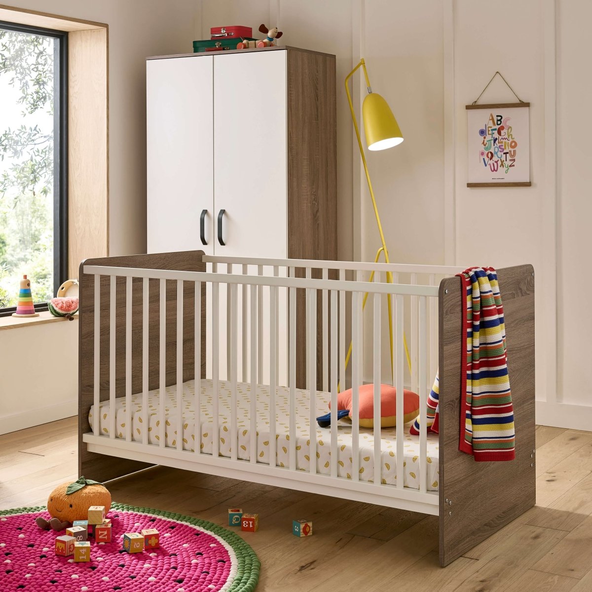 Cuddleco Enzo 3 Piece Nursery Furniture Set - Truffle Oak & White - For Your Little One