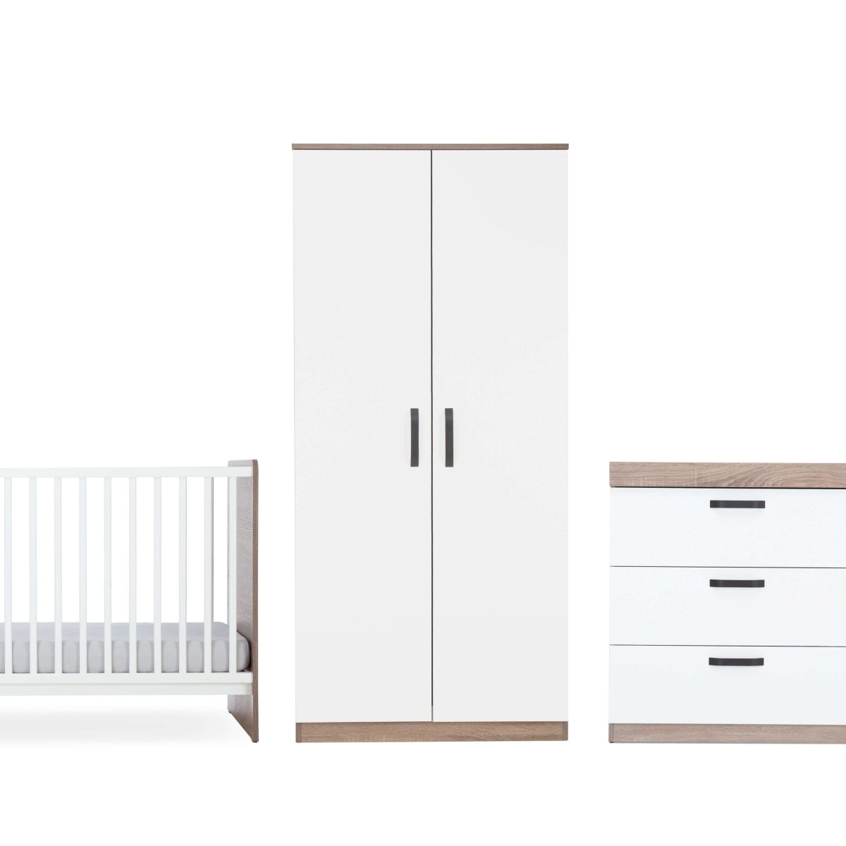 Cuddleco Enzo 3 Piece Nursery Furniture Set - Truffle Oak & White - For Your Little One