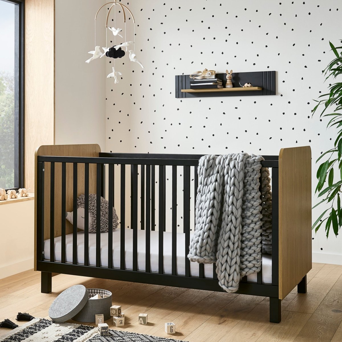 Cuddleco Rafi 2 Piece Nursery Furniture Set - Oak & Black - For Your Little One