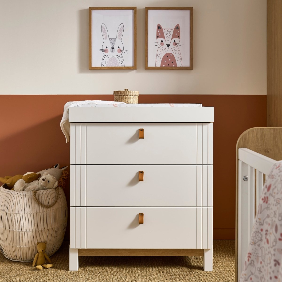 Cuddleco Rafi 2 Piece Nursery Furniture Set - Oak & White - For Your Little One