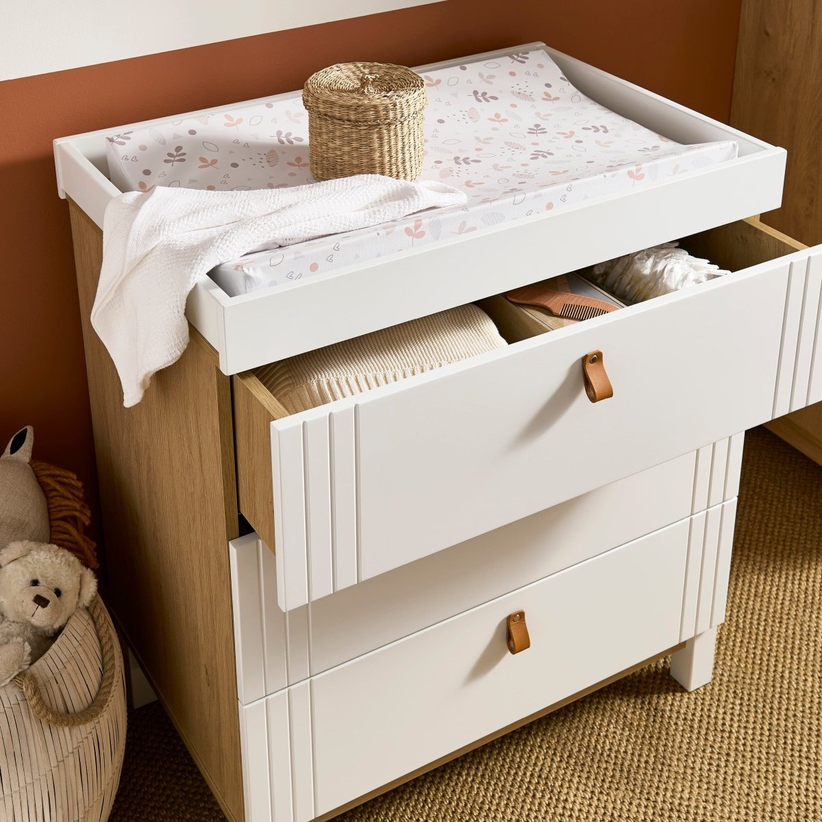 Cuddleco Rafi 2 Piece Nursery Furniture Set - Oak & White - For Your Little One