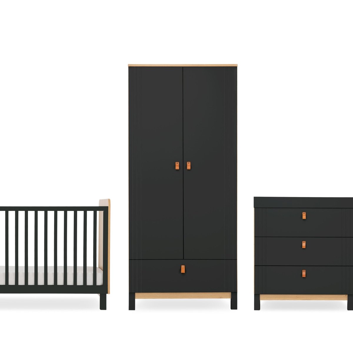 Cuddleco Rafi 3 Piece Nursery Furniture Set - Oak & Black - For Your Little One