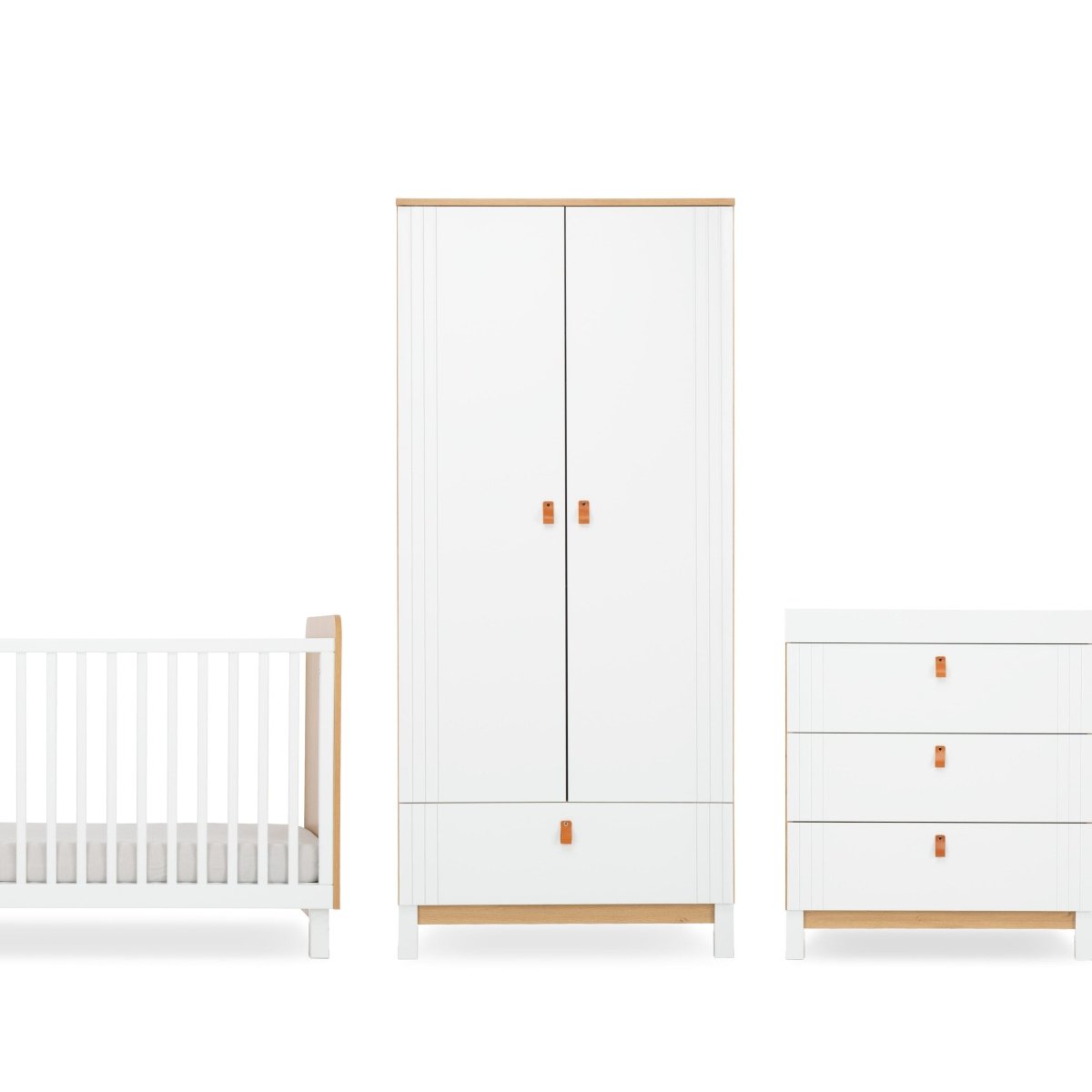 Cuddleco Rafi 3 Piece Nursery Furniture Set - Oak & White - For Your Little One