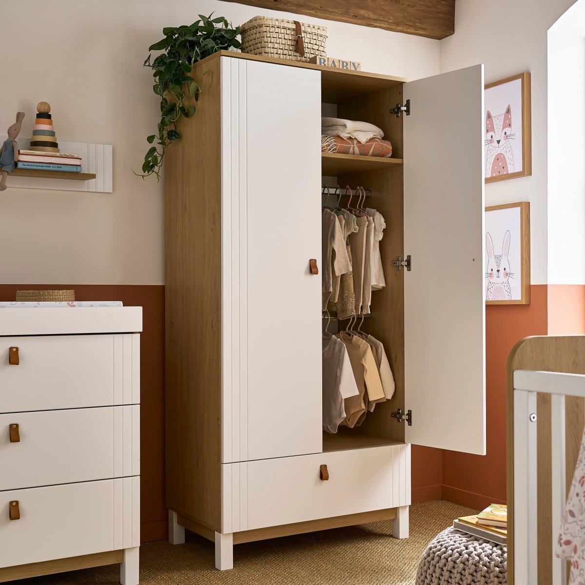 Cuddleco Rafi 4 Piece Nursery Furniture Set - Oak & White - For Your Little One