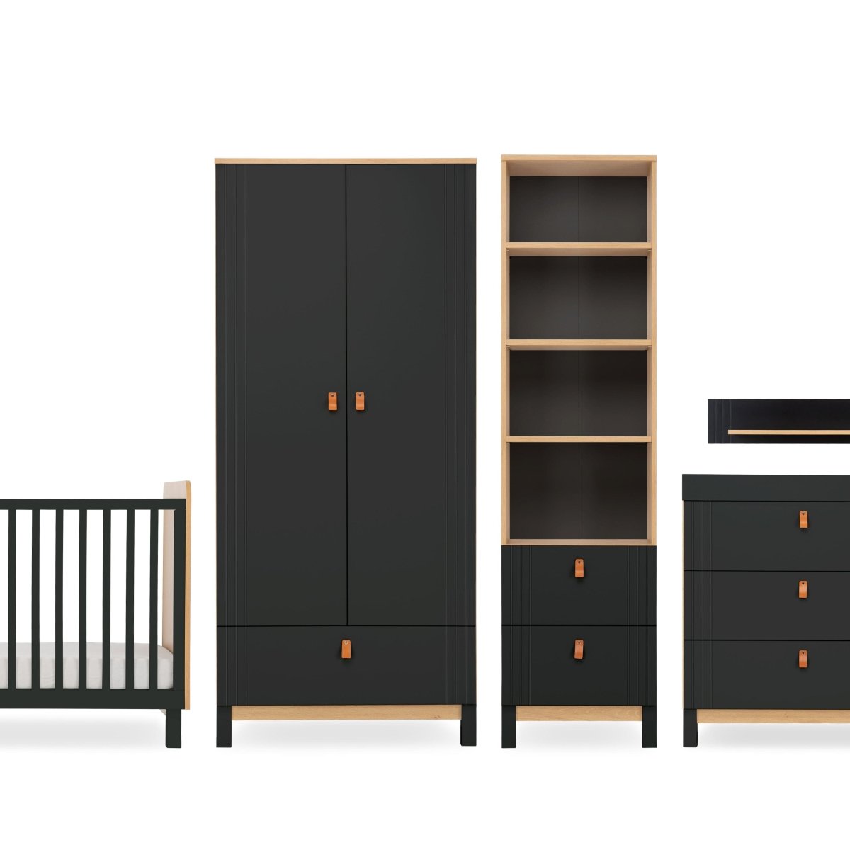 Cuddleco Rafi 5 Piece Nursery Furniture Set - Oak & Black - For Your Little One