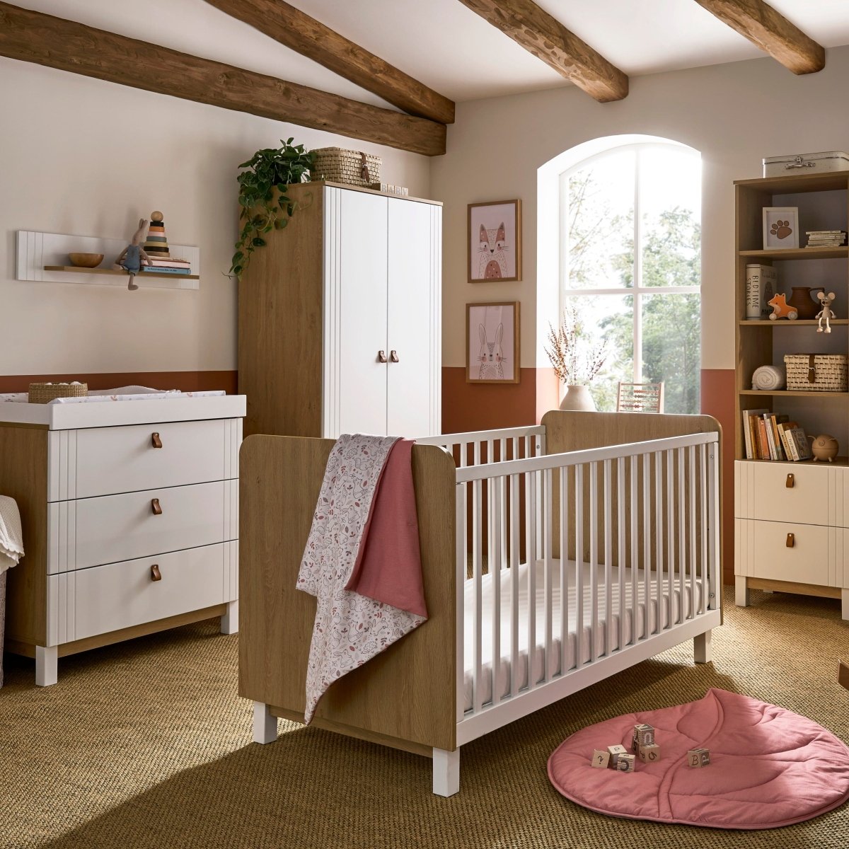 Cuddleco Rafi 5 Piece Nursery Furniture Set - Oak & White - For Your Little One
