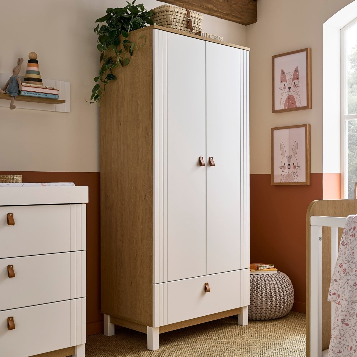 Cuddleco Rafi 5 Piece Nursery Furniture Set - Oak & White - For Your Little One