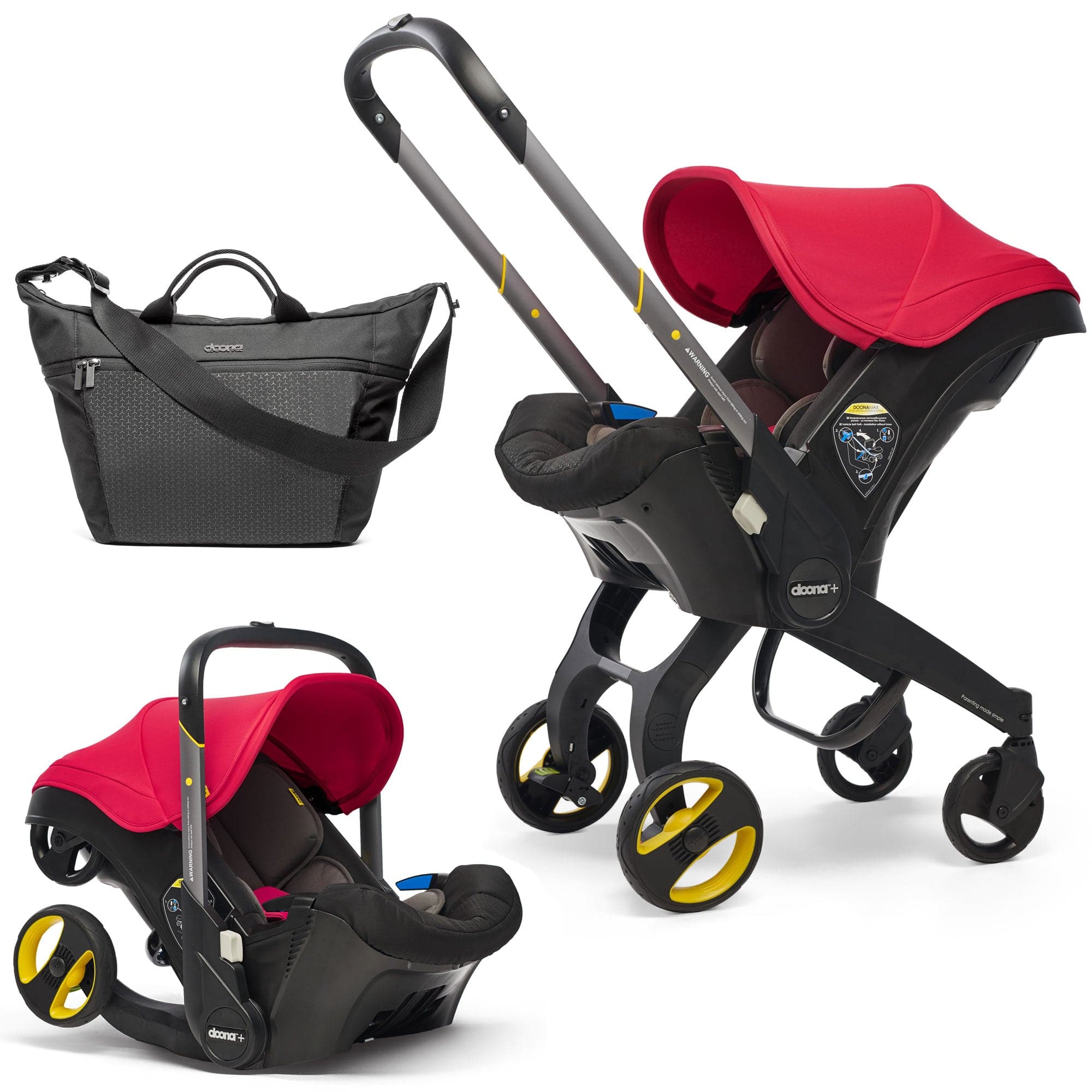Doona+ Infant Car Seat Stroller And Essential Bag - Flame Red -  | For Your Little One