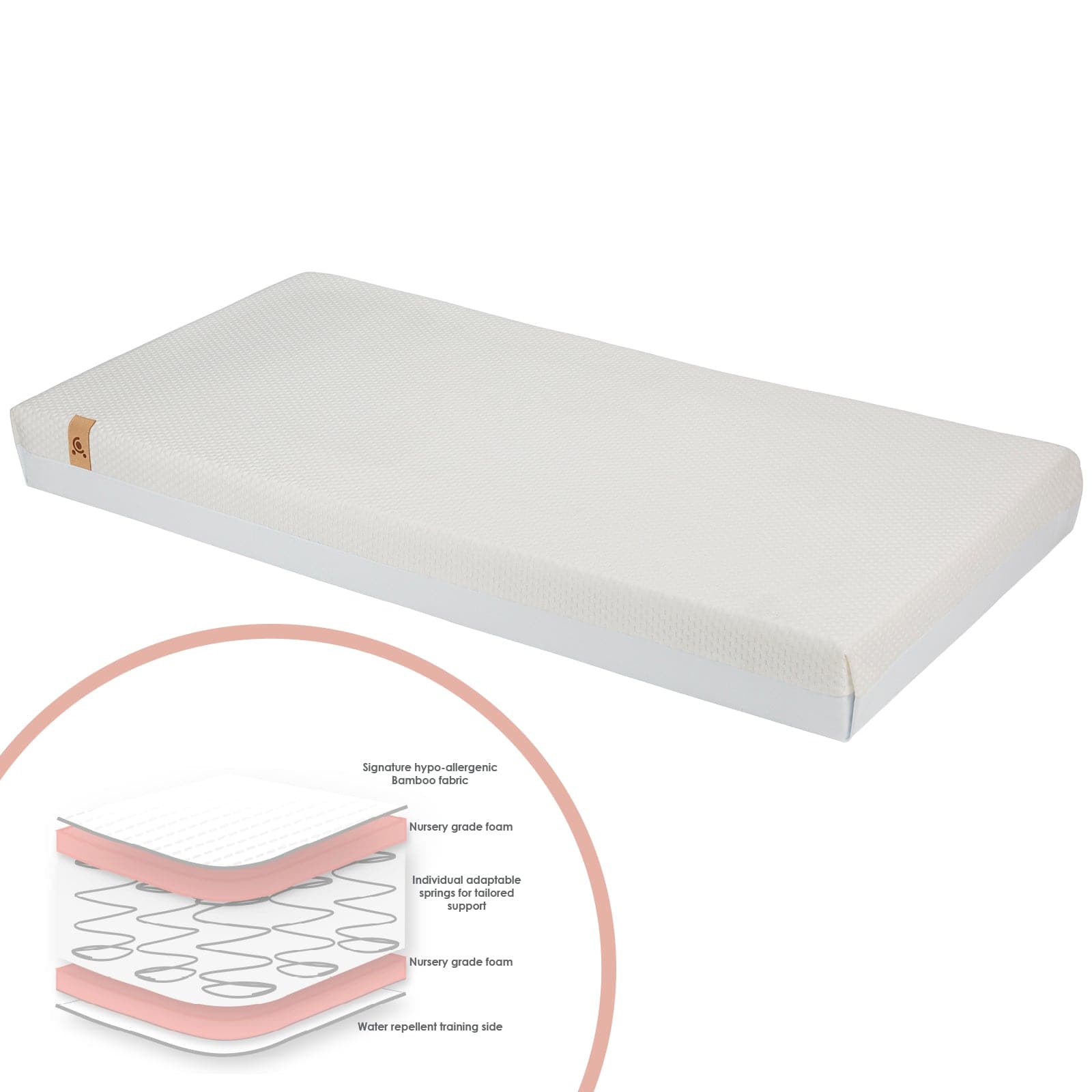 Cuddleco Harmony Hypo-Allergenic Bamboo Sprung Cot Mattress 120 x 60cm   