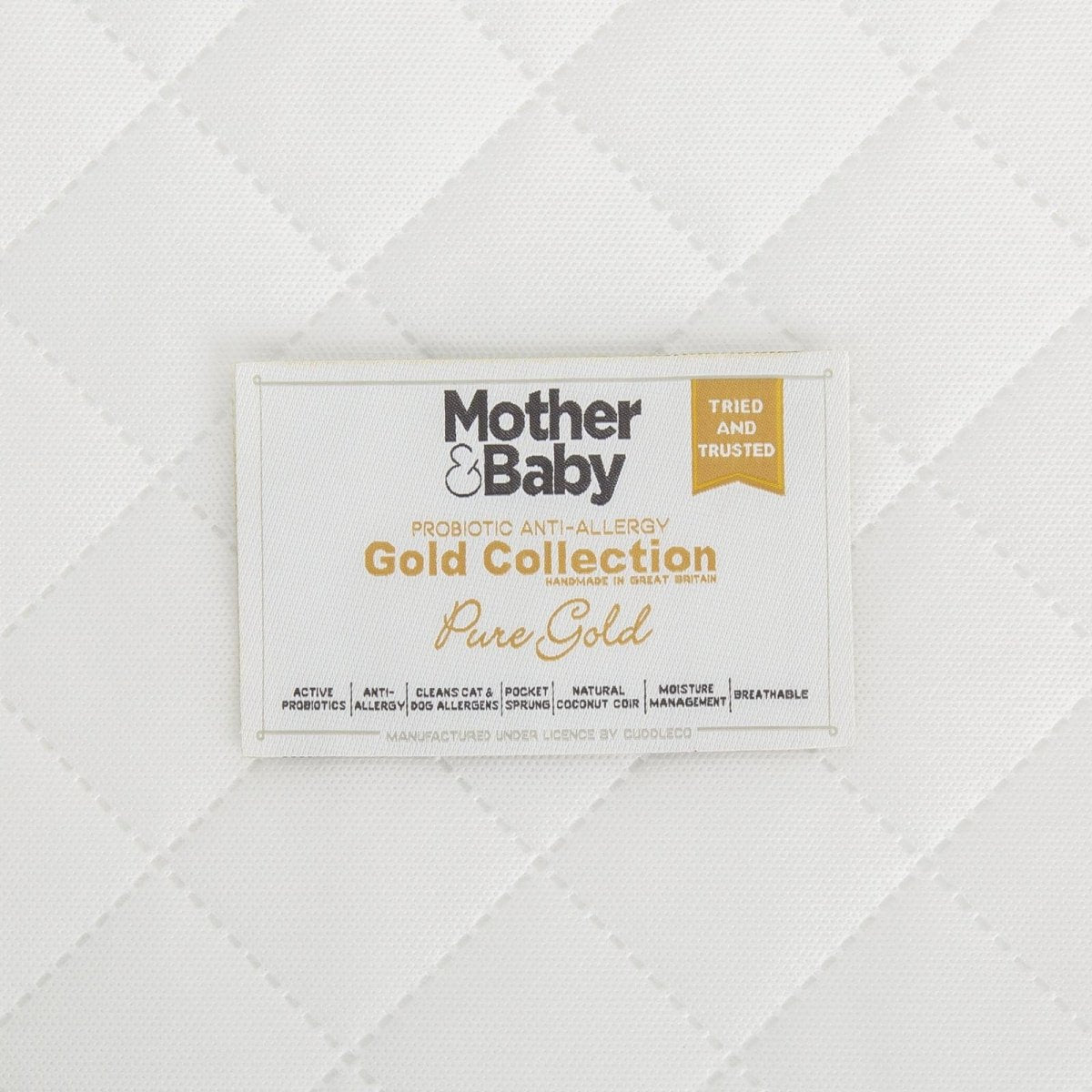 Mother & Baby Pure Gold Anti - Allergy Coir Pocket Sprung Cot bed Mattress 140 x 70cm - For Your Little One