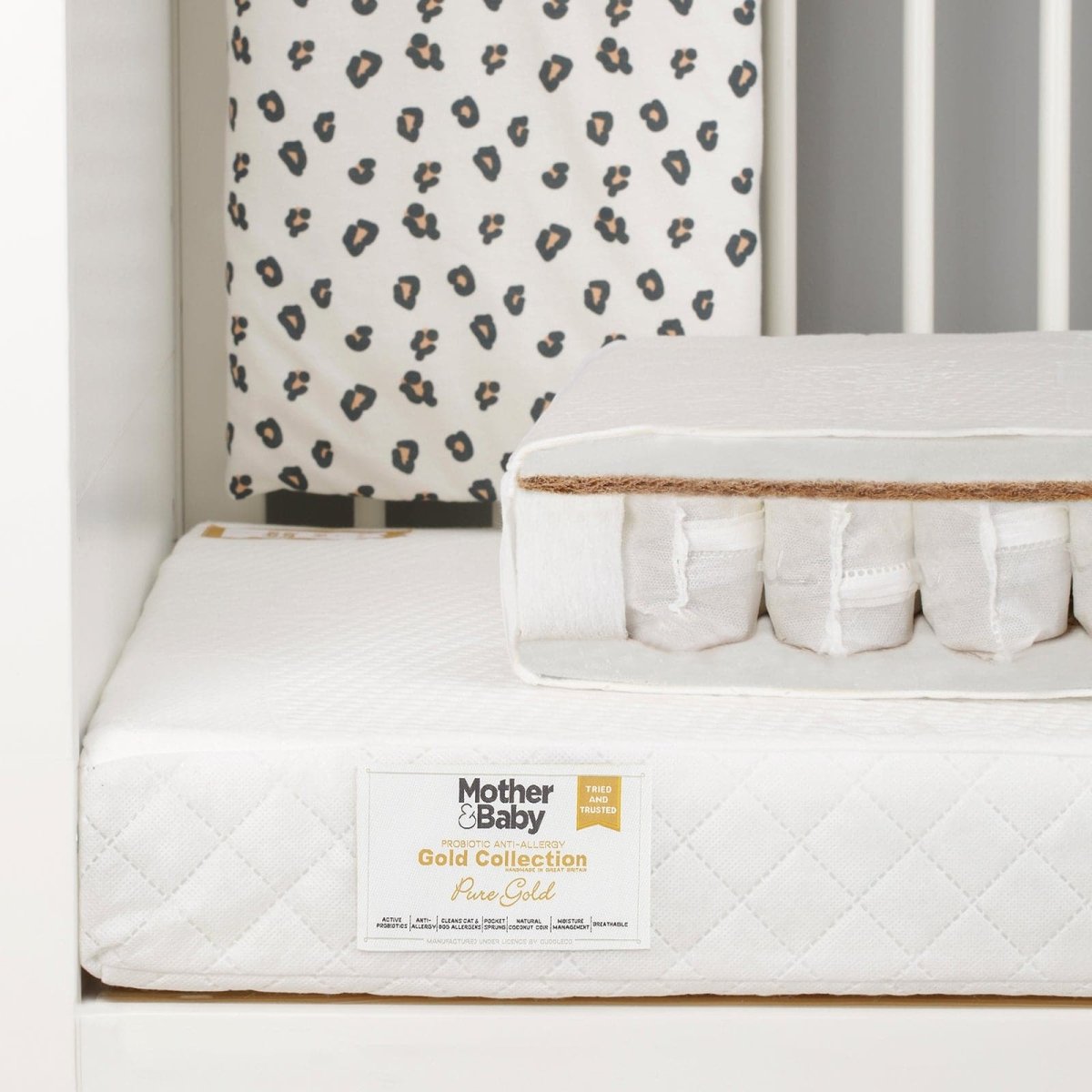 Mother & Baby Pure Gold Anti - Allergy Coir Pocket Sprung Cot Mattress 120 x 60cm - For Your Little One