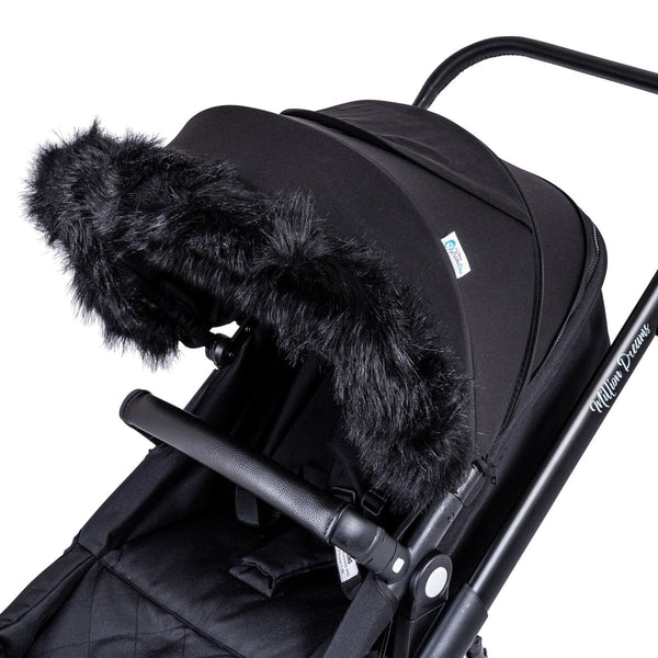 Pram Fur Hood Trim Attachment For Pushchair Compatible with Ickle Bubba - For Your Little One