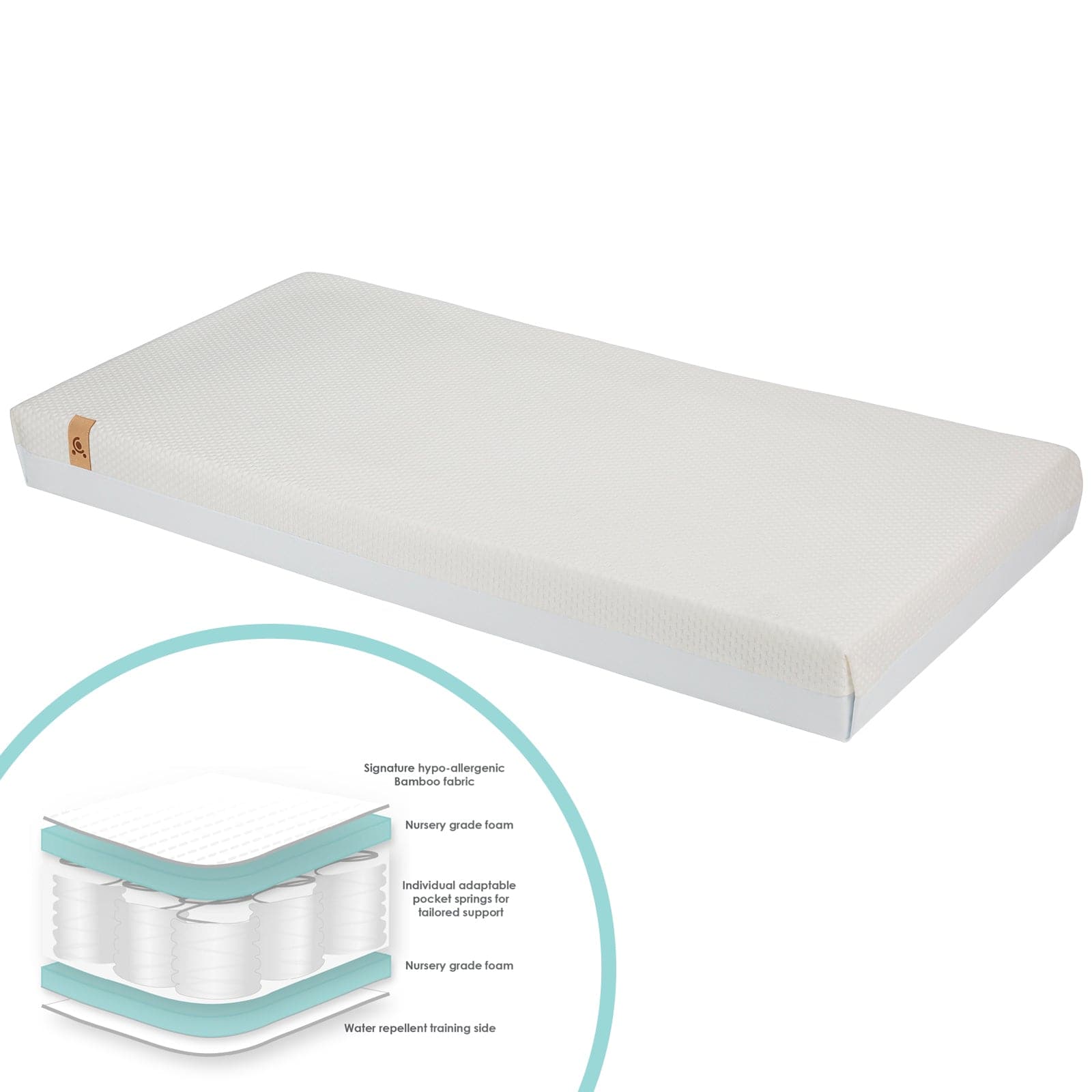 Cuddleco Signature Hypo-Allergenic Bamboo Pocket Sprung Cot Mattress 120 x 60cm   