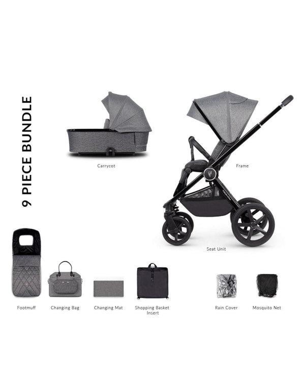 Stock Clearance - Venicci Tinum Upline 2 In 1 Pram Pushchair - Slate Grey - For Your Little One