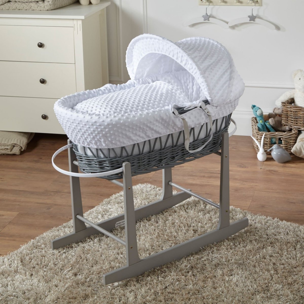 Dimple Grey Wicker Moses Basket Stand