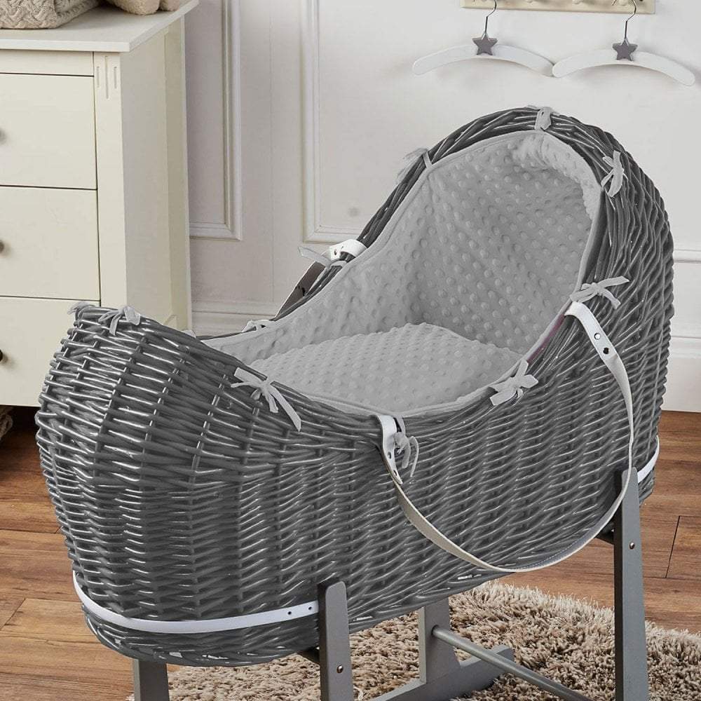Wicker Pod Baby Deluxe Moses Basket - Grey / Dimple / Grey | For Your Little One